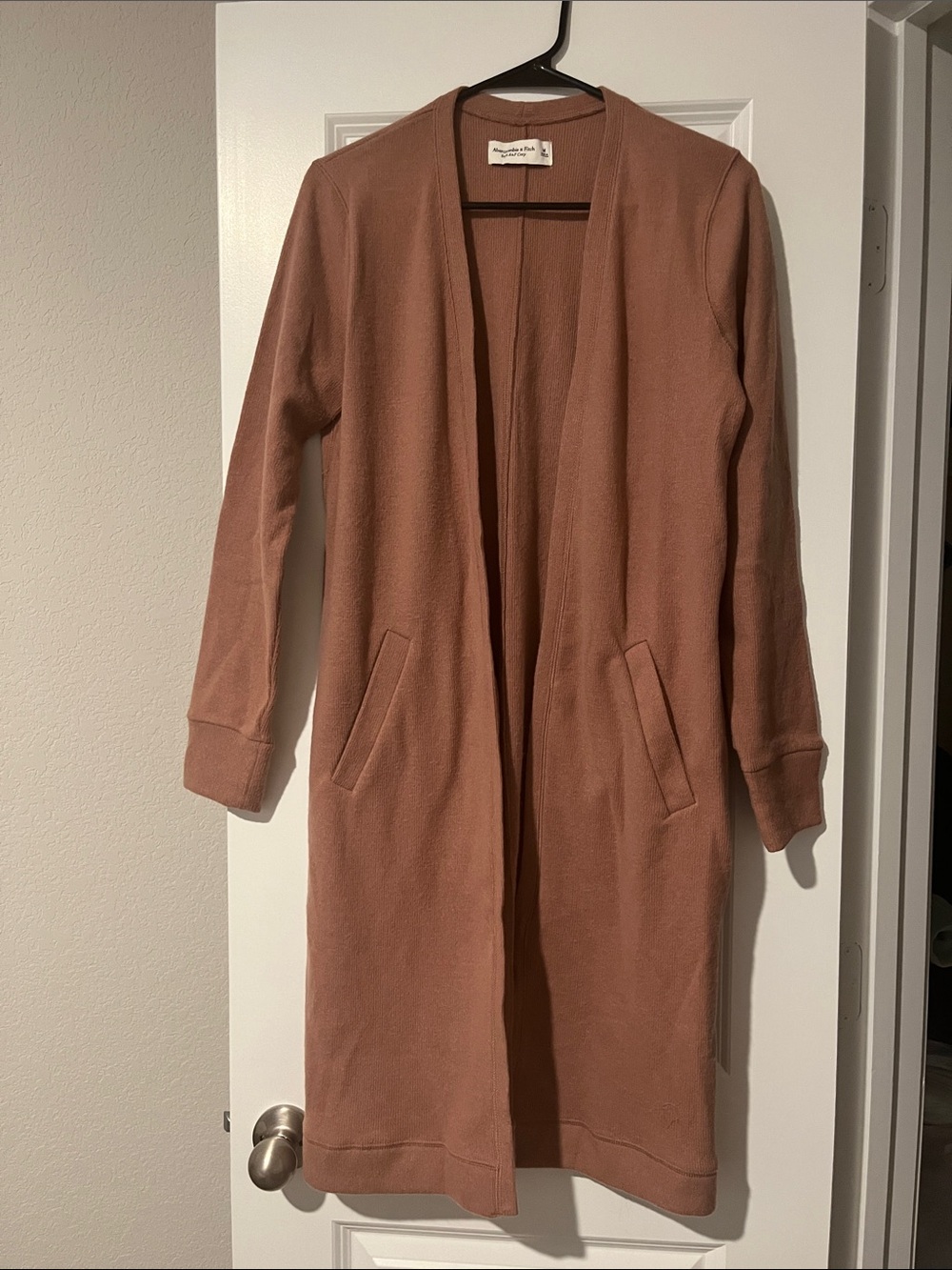 Abercrombie & Fitch Dusty Rose Open-Front Long Cardigan